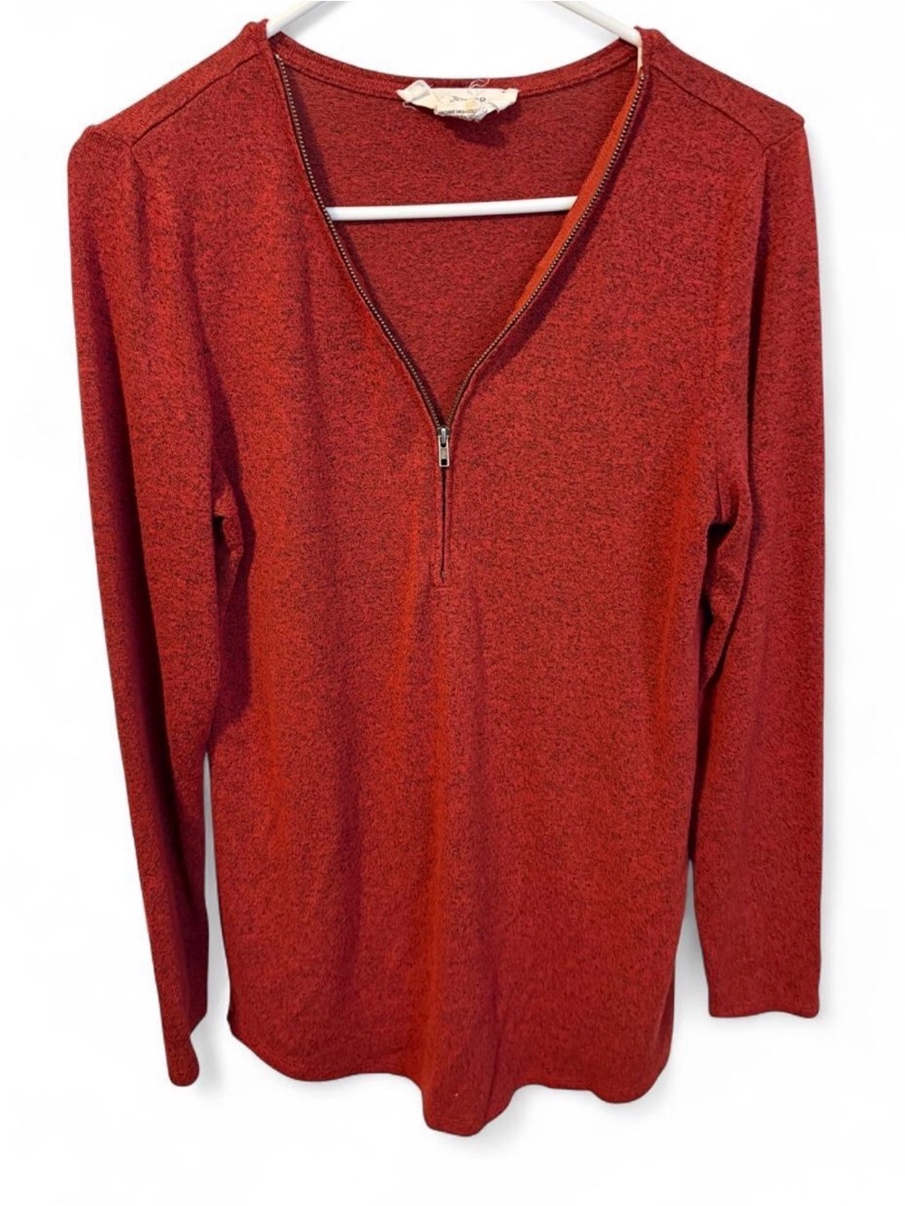 Workshop Republic Clothing Women's Red Half-Zip Long Sleeve Top